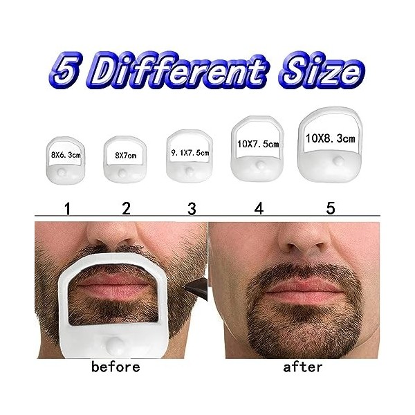 Shaper de Guide de Barbe, Coupe Précise Portable 2 Ensembles de Modèles de Rasage de Barbe Multifonctionnels pour Hommes