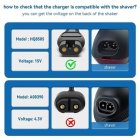 Chargeur one blade philipp 15V 400mA Chargeur Rasoir Adaptateur Tondeuse pour Philips Norelco HQ8505 9000 7000 5000 3000 mg57