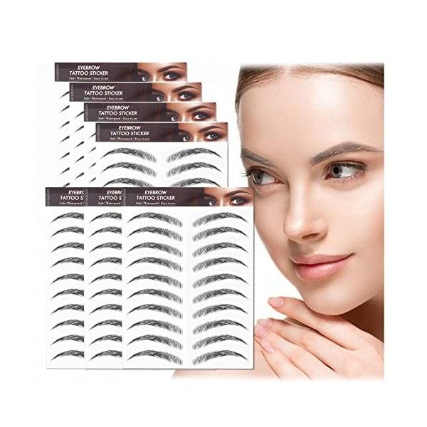 AWAVM 7 Feuilles Autocollants de Sourcils 4D Patch,Eyebrow Tattoos Stickers Autocollant Bionique pour Sourcils,Faux Sourcils 