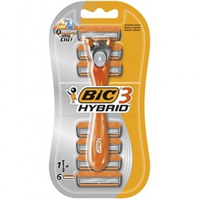 BIC 3 Hybrid Rasoir pour Homme - Blister de 1 + 6 Recharges