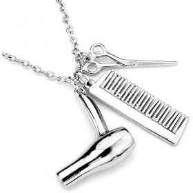 OUTLETISSIMO® Barbieri ET107 Collier avec pendentif sèche-cheveux ciseaux peigne coiffeurs