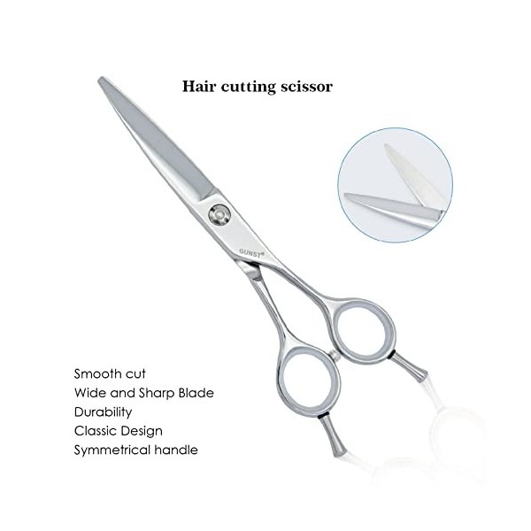 GUNST Ciseaux Coiffure Professionnel 6 Pouce,Argent Pour Coiffeur Droitier,Barber Scissors