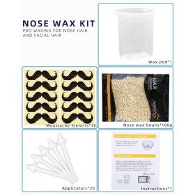 Kit de Cire pour Nez,Nose Wax Le Kit de Cire Pour Hommes et Femmes,100g cire pour poils nez, 20 applicateurs pointe sûre,Sûre