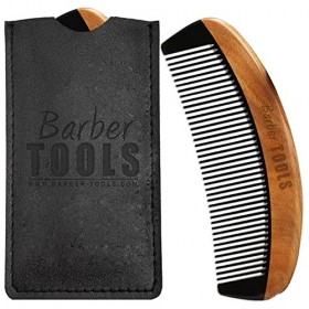 Peigne barbe et moustache en bois de santal et corne de buffle. Avec son étui de rangement. ✮ BARBER TOOLS ✮