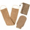 Gant Exfoliant, Gant de Crin Exfoliant Corps, Sangle Lave Dos, Sac à Savon en Jute, Gant Gommage Corps, Accessoires pour le B