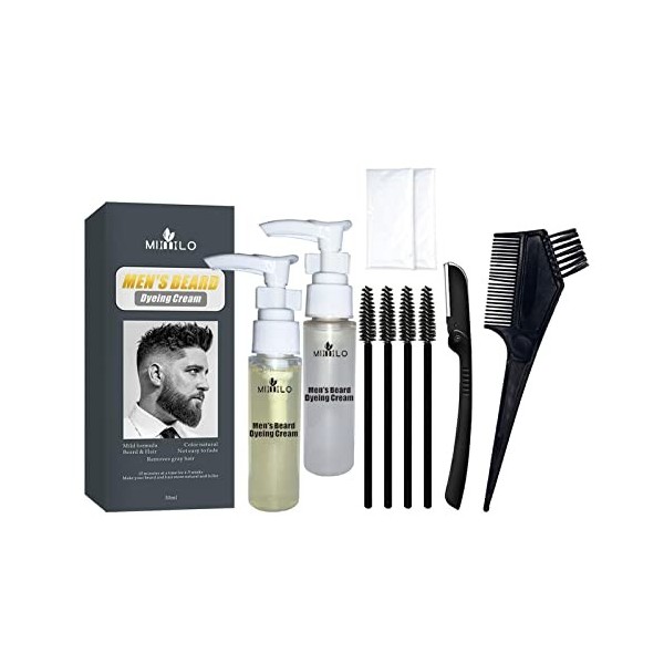 gaoqiao Kit de Coloration de Barbe - Barbe assombrie pour Hommes,Produit de Coloration de la Barbe, Colore la Moustache et la