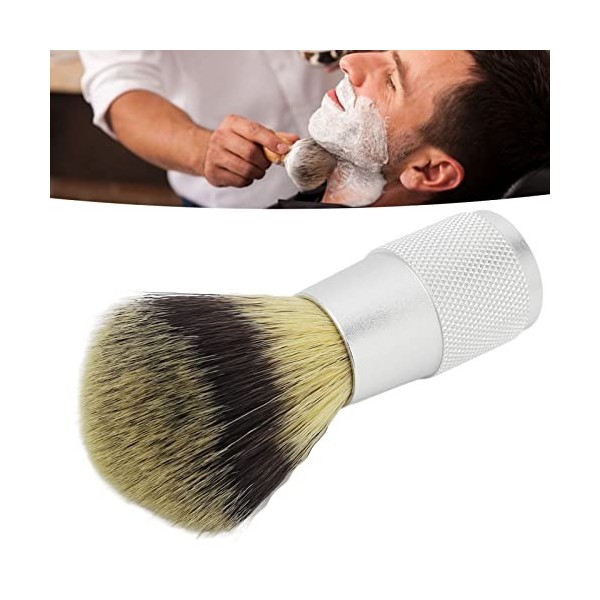 Brosse à Barbe, Blaireau, avec Manche en Aluminium et Poils Synthétiques à Séchage Rapide Outil de Rasage Augmente la Mousse 