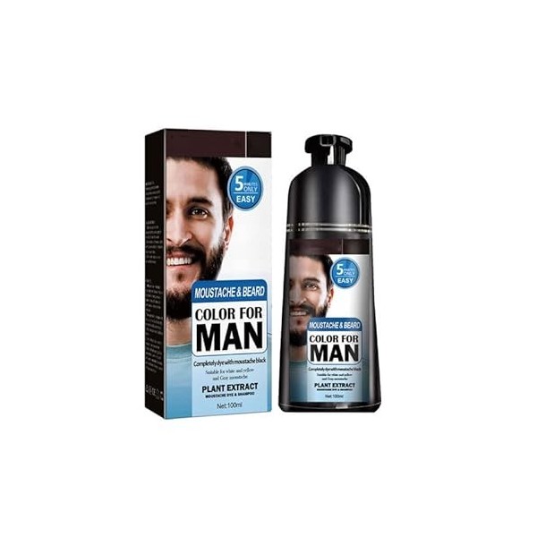 Lot de 2 shampoings assombrissants pour barbe - 100 ml - Formule douce qui rendra la couleur de la barbe plus naturelle, pour