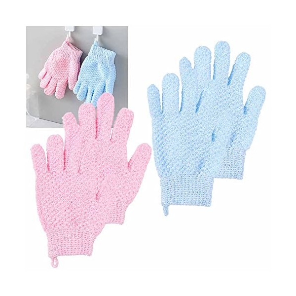 SPORTARC Lot de 2 gants de toilette exfoliants à double texture pour douche, gommage, exfoliant, exfoliant, exfoliant, gant d