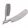 Peigne à Barbe, Peigne à Barbe Portable En Acier Inoxydable Pliant Barbe Style Outils De Coiffure Bouton Poussoir Pliant Outi