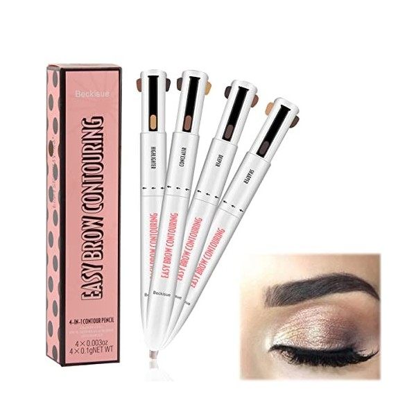 4 en 1 Tourner Crayon à Sourcils, Taozoey Eyebrow Pencil Waterproof, Long Lasting Brow Contour Pen, Stylo à Sourcils Tournant