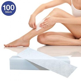 Lot de 100 bandes non tissées pour cire chaude et pâte à sucre - Anti-déchirure - Pour tout type dépilation sur les jambes, 