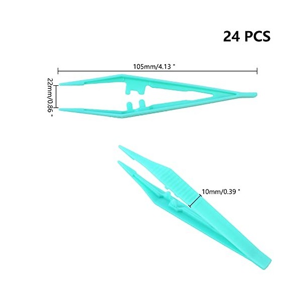 Lot de 24 pinces à épiler jetables en plastique pour loisirs créatifs