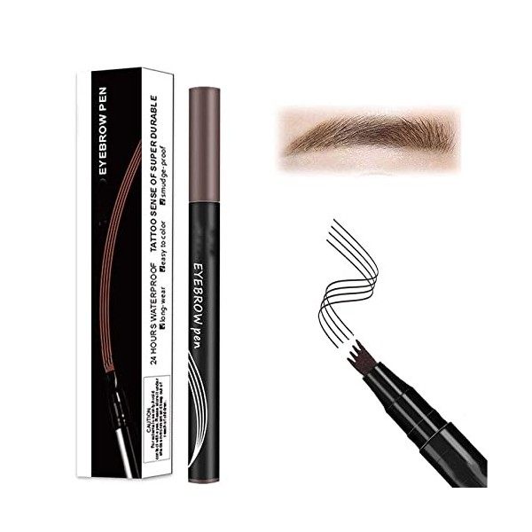 Anjoize Eyebrow Pen, Anjoize 4-Tip Microblade Brow Pen, Eyebrow Makeup, Fine-Stroke, Long Lasting, Waterproof and Smudge-Proo