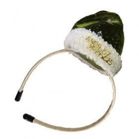 Hopeup Bandeau de bain en velours, chapeau de père noël, bandeau de noël, cerceau élastique pour cheveux, couvre-chef de noël