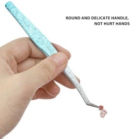 Lot de 4 Pinces à épiler de Précision en Acier Inoxydable pour Nail Art, Légères, Portables, Poignée Confortable, fonctionnal