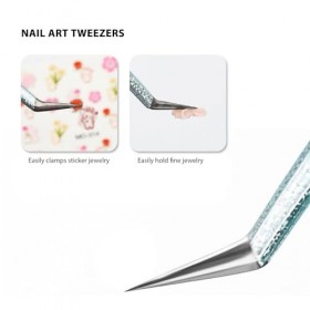 Pince à épiler à Pointe Fine en Acier Inoxydable, pour Nail Art, Cueillette de Strass, Poils Incarnés, Réparation de Bijoux, 