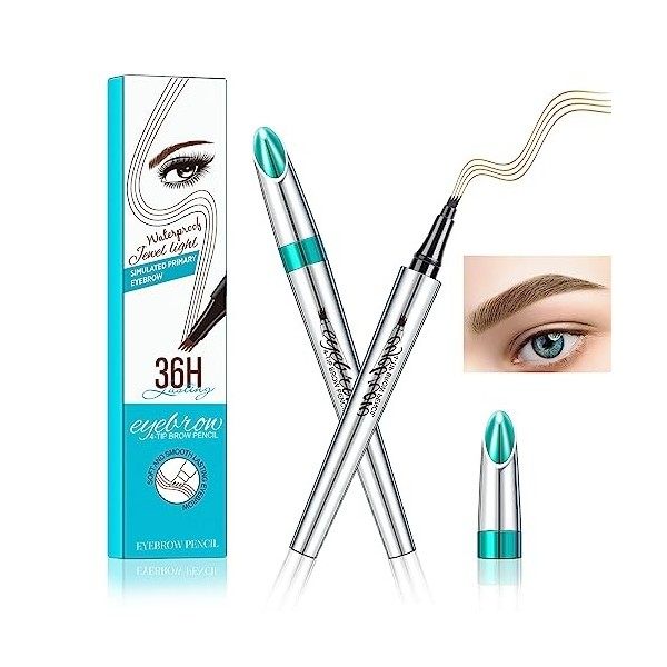 Crayon à sourcils,crayon à sourcils de imperméable,crayon à sourcils microblading avec quatre pointes de fourche,naturel,rési