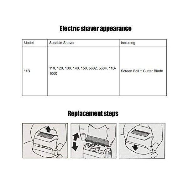 Lame de coupe en aluminium pour écran de rasoir électrique 11B Compatible avec le rasoir électrique Braun 110 120 130 140 150