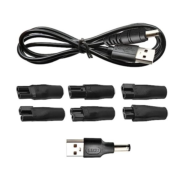 Kit de chargeur de rasoir, 8 câbles USB 5 V, adaptateur de cordon dalimentation de rechange pour une variété de coiffeurs él