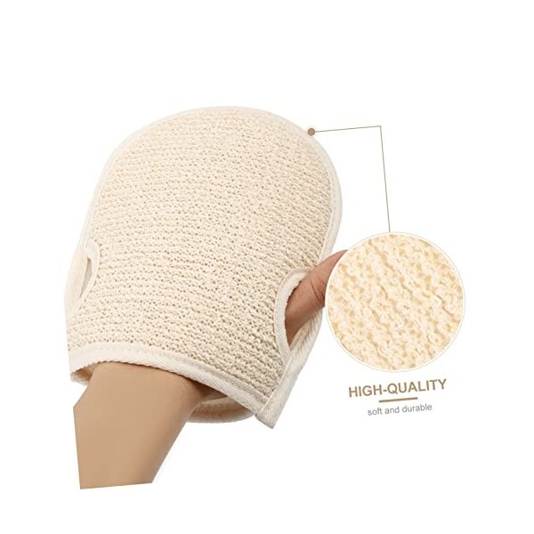 SOLUSTRE Serviette Bain En Coton Et Lin 2 Pièces Accessoires Salle Bains À Récurer Gant Exfoliant Pour Le Corps Dissolvant Ce