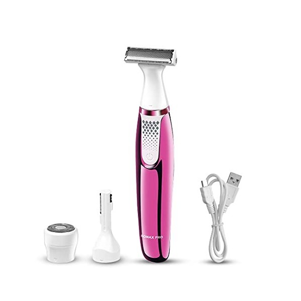 IOIUSKKU Rasoir électrique USB Rechargeable Lady Underarm Areas Trimmer Tondeuse à cheveux avec têtes interchangeables Machin