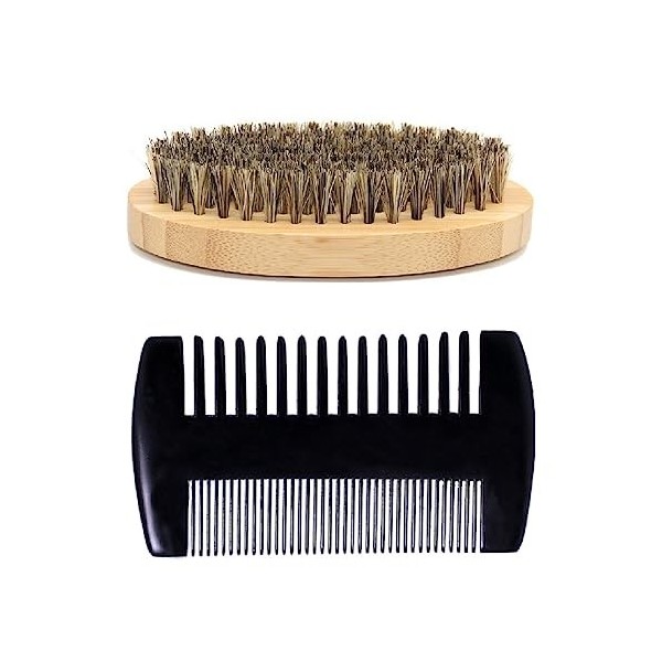 Brosse Barbe Homme,Lissante en Soie de Sanglier,Brosse à Barbe en Poils de Sanglier,pour lentretien quotidien de la barbe,br