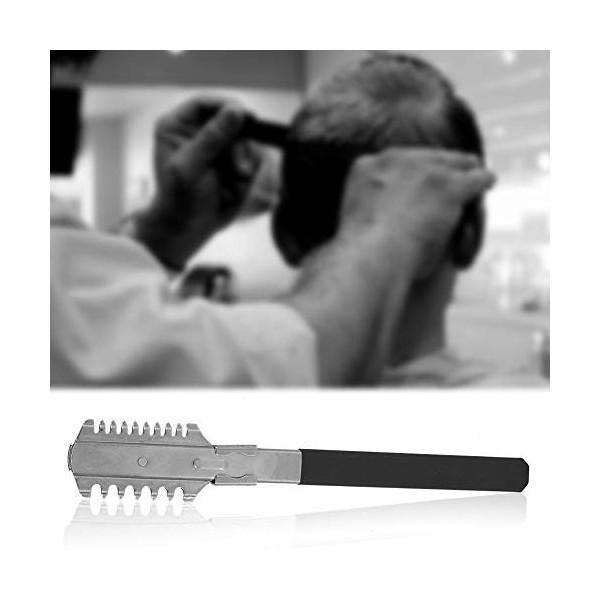 Peigne amincissant les cheveux, acier inoxydable hommes rasoir droit couteau de rasage amincissement coupe rasoir peigne outi