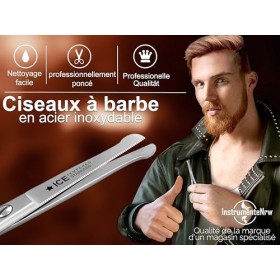 InstrumenteNRW Ciseaux en acier inoxydable pour moustaches nez oreilles Surface de coupe bien droite 10 cm