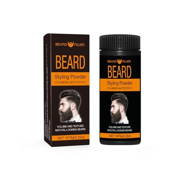 Poudre coiffante pour barbe - Aspect naturel - Pour homme et femme