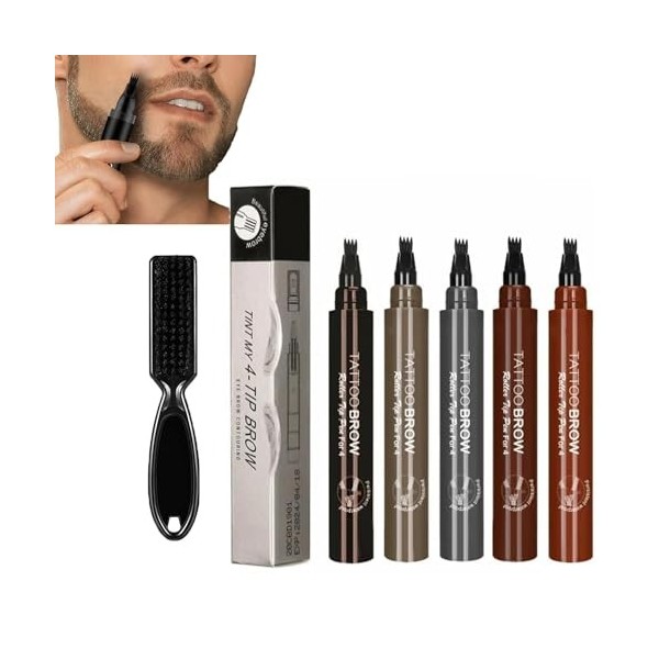 Elmyse Lot de 5 stylos de remplissage de barbe, stylo de remplissage de barbe étanche, stylo à barbe Elmyse, pour définir vot