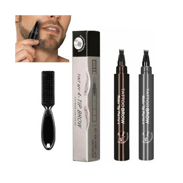 Elmyse Lot de 5 stylos de remplissage de barbe, stylo de remplissage de barbe étanche, stylo à barbe Elmyse, pour définir vot