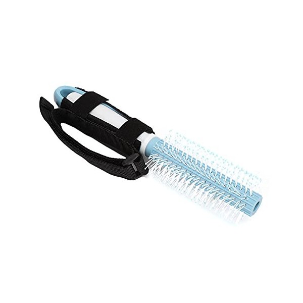 Peigne de Massage du Cuir Chevelu Portable, Peigne de Coiffure avec Sangle Auxiliaire Réglable, Bleu, pour Personnes âgées et