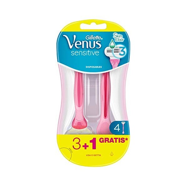 Gillette Venus Sensitive Rasoirs Femme Jetables, 3+1 Rasoirs