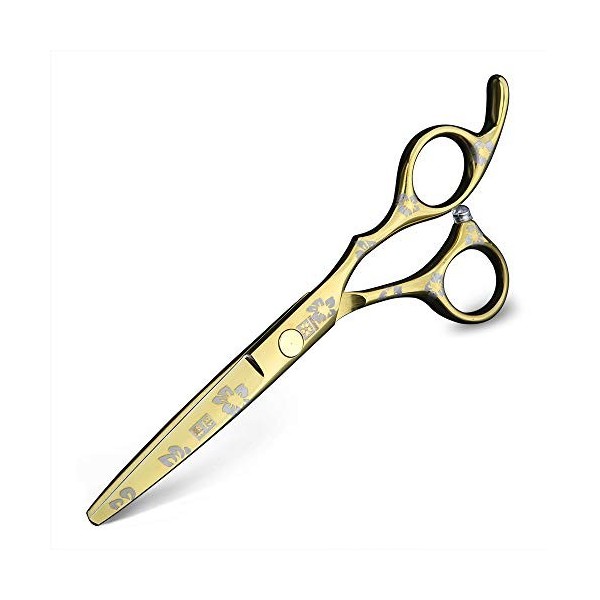 Ciseaux de coiffure professionnels de 15,2 cm - Design fleur de cerisier doré - Kit de coupe à effiler - Salon de coiffure c