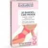 Evoluderm - 20 Bandes Dépilatoires de Cire Froide - Visage & Maillot - 20 Bandes - Fabrication Française