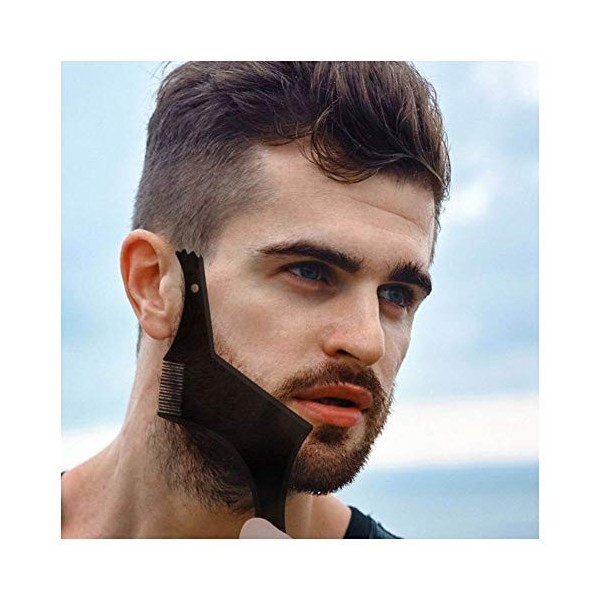 LucBuy Barbe Guide Outil Shaper ou Gabarit Clair pour la Coupe et Le Rasage, Modélisant Le Gabarit avec 4 Lignes de Contrôle 