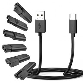 Kit de chargeur de rasoir avec câble de charge TypeC, adaptateur USB-C multifonction Ancable pour rasoir, câble de charge, bl