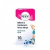 Veet Lot de 16 bandes de cire prêtes à lemploi pour épilation du maillot et des aisselles + 4 lingettes finition parfaite