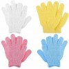 Lot de 4 gants exfoliants double face - Gants de douche en microfibre - Nettoyage en profondeur des cheveux incarnés - Peau m