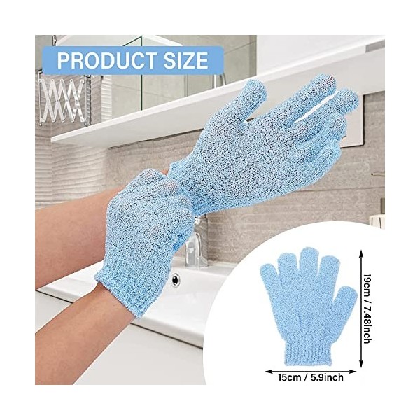 Lot de 4 gants exfoliants double face - Gants de douche en microfibre - Nettoyage en profondeur des cheveux incarnés - Peau m