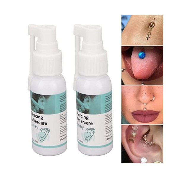 Spray de Soin pour Perçage de 30 Ml, Soulage Lenflure, Lélimination des Odeurs, Solution Nettoyante pour les Trous Doreill