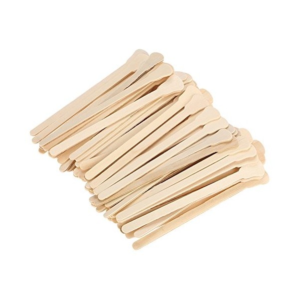 Bâton de cire en bois, outil dagitation de beauté dépilation de spatules de cire en bois 100PCS,Bois naturel Bâtons de Loll