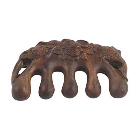 Ghzste Peigne de Massage Méridien à Dents Larges, Tête en Bois de Santal Vert, Peigne de Massage du Cuir Chevelu pour Le Cou 