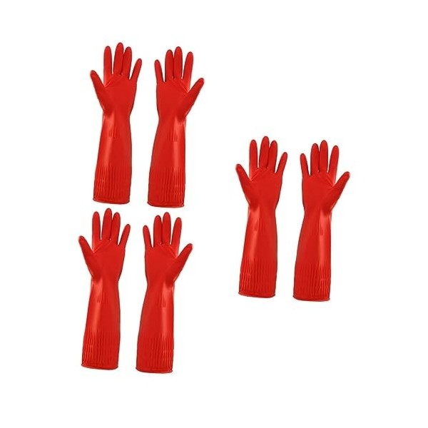 Mobestech 1 Paire De Gants De Nettoyage Ménagers Gants Rouges Gants En Latex Gants De Ménage Gants De Vaisselle En Latex Gant