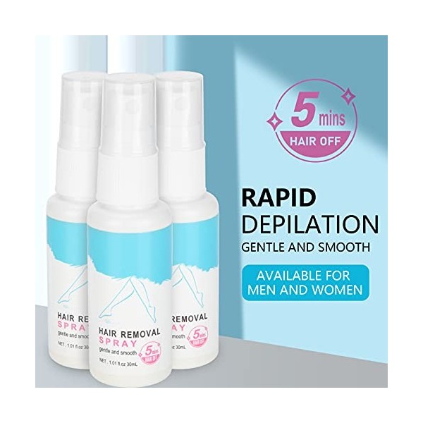 Spray Dépilation de 30 ML, épilation Rapide en 5 Minutes pour Le Bikini du Visage, des Bras, des Jambes et des Aisselles, Sp