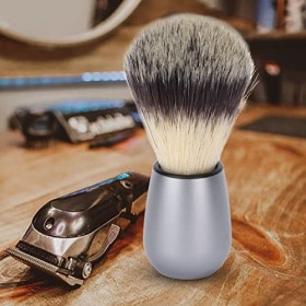 Brosse de Rasage Professionnelle avec Manche en Métal, Brosse de Rasage Synthétique pour Hommes, Brosse de Rasage en Nylon Do