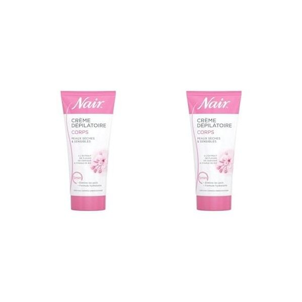 NAIR - Crème Dépilatoire Corps spécial Peaux Sèches & Sensibles, aux Extraits de Fleur de Cerisier & dHuile de Riz, Formule 