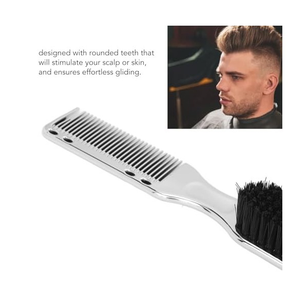 Ensemble de 5 Brosses à Barbe et Peigne à Barbe, Couleur Argent, Nylon ABS, Lissage Antistatique, Ensemble de Peignes de Coif