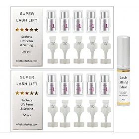 20 monodoses de lifting des cils et sourcils, 10 sachets Perming Gel et 10 mini-tubes Fixing Lotion pour le lifting des cils,